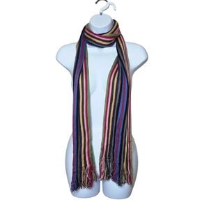 Maurices Multicolor Striped Fringed Knit Scarf